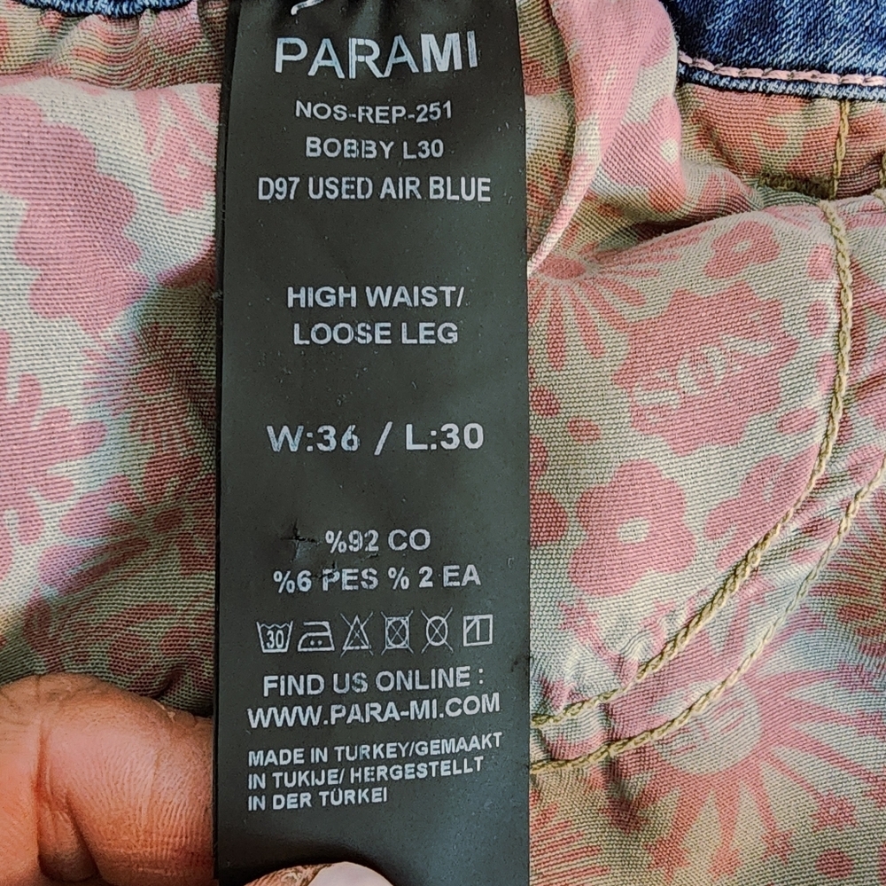 PARAMI JEANS LOOSE LEG HIGH WAIST AIR BLUE FROM TURKEY WOMENS SIZE  EU W:36 L:30 - Picture 6 of 14